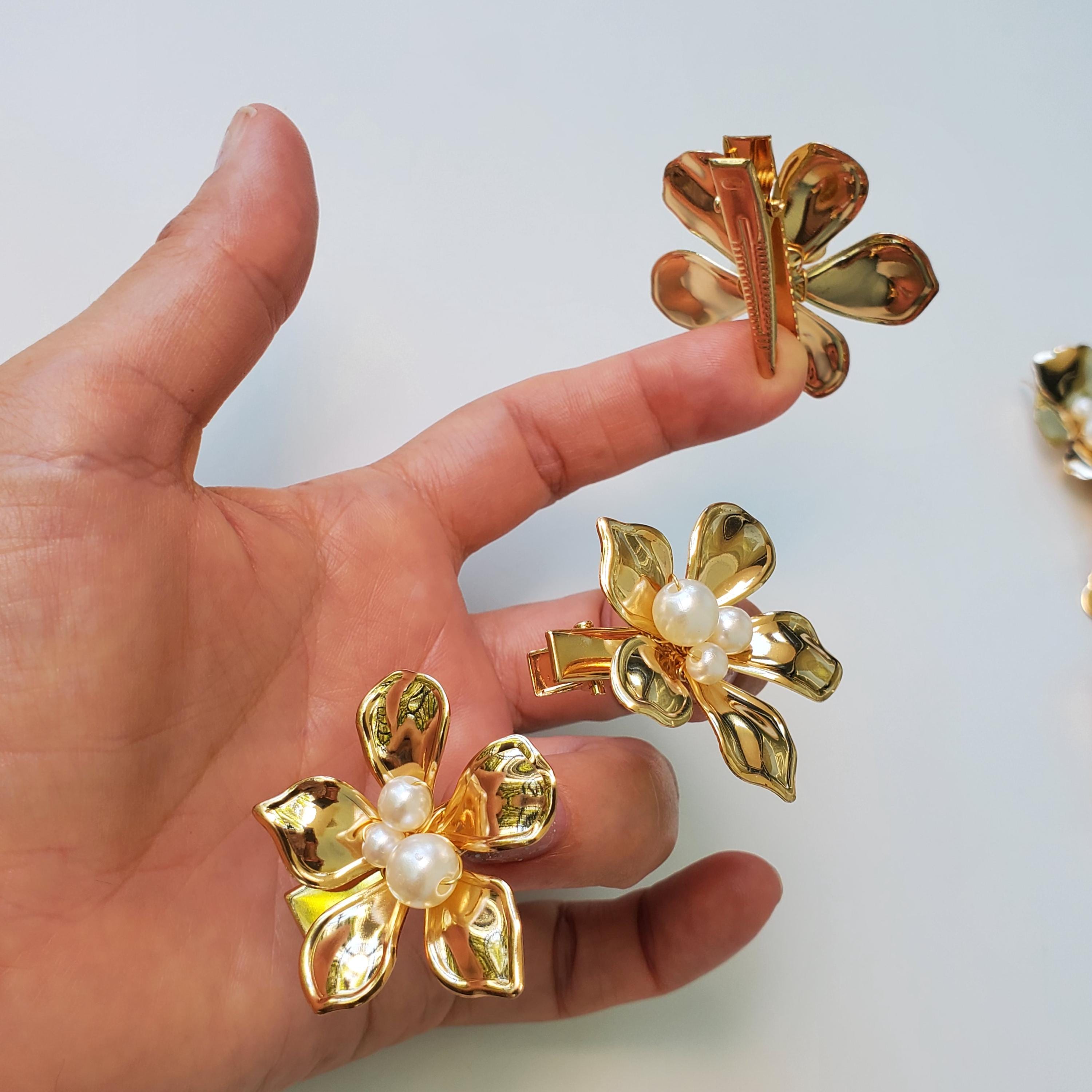 2 Glitzernde Haarschleifen Mit Krokodilklemmen – Goldfarben Für Hochzeit, Weihnachten & Partys