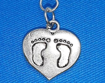 Baby Feet Heart Charm: Badge Reel Accessory, Zipper Pull