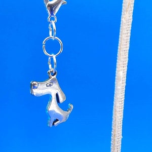 Silver Hound Dog Charm: Badge Reel Accessory, Zipper Pull