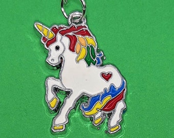 Rainbow Unicorn Badge Reel Charm Accessory - Zipper Pull - Cell Phone Charm                             SKU 1433