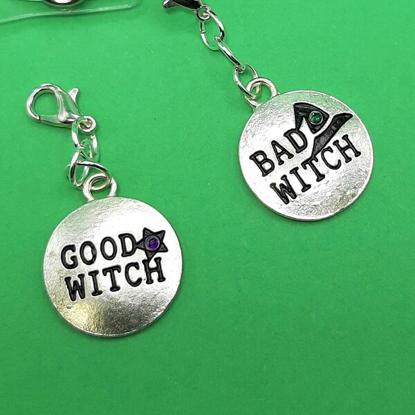 Good Witch or Bad Witch Charm Badge Reel Charm Accessory - Zipper Pull - Cell Phone Charm SKU 1371