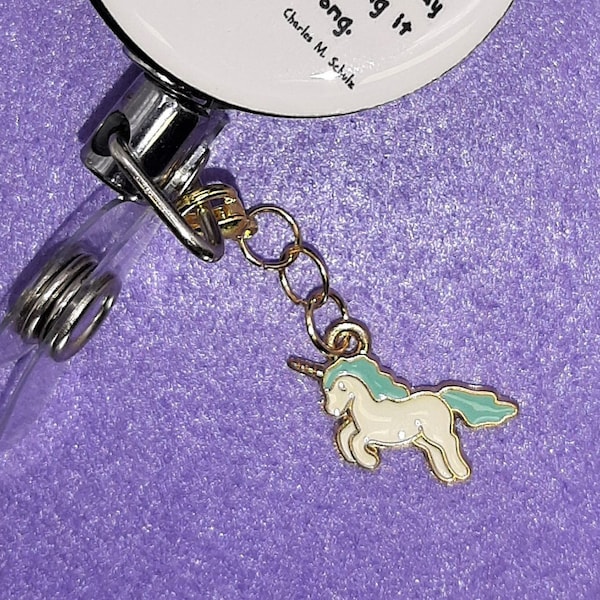 Enamel Unicorn Badge Reel Charm - Zipper Pull - Phone Charm - Five Colors to Choose From         SKU 1171