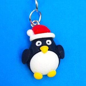 Christmas Penguin Resin Charm: Badge Reel, Zipper Pull, Backpack Accessory                     CH-1488