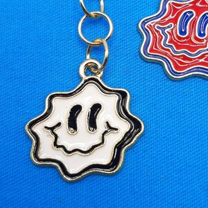 Stressed Smiley Face Badge Reel Charm Accessory - Zipper Pull - Cell Phone Charm                                    SKU 1547