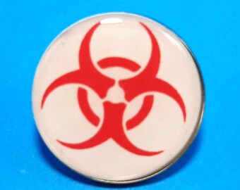 Pin Biological Hazard Symbol - 1" or 1.25" Design - For badge reel, backpack, purse, jacket, anywhere you can stick it!    PB-B1001F