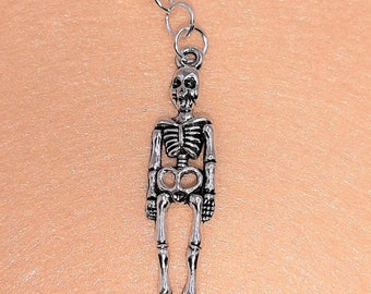 Silver Skeleton Charm Badge Reel Charm Accessory - Zipper Pull - Cell Phone Charm                  SKU 1199
