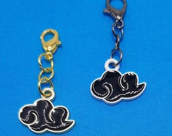 Black Cloud Badge Reel Charm Accessory - Zipper Pull - Cell Phone Charm - Choose from Gold or White Trim                      SKU 1131/32