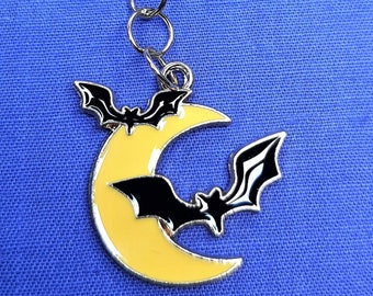 Moon w/ Bats Halloween Badge Reel Charm Accessory - Zipper Pull - Cell Phone Charm             SKU 1134