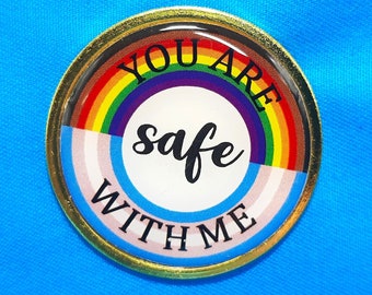 PIN - You Are Safe With Me Enamel Pin w/ Gift Cards - You Choose Your Card!                                SKU PN1201