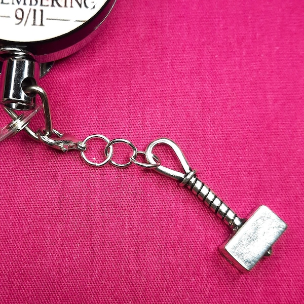Large Thor HAMMER Viking Charms Badge Reel Charm Accessory - Zipper Pull - Cell Phone Charm - Backpack Charm     SKU 1052