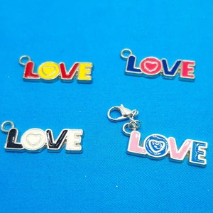 Colorful Love Badge Reel Charm - Zipper Pull - Phone Charm            SKU 1421