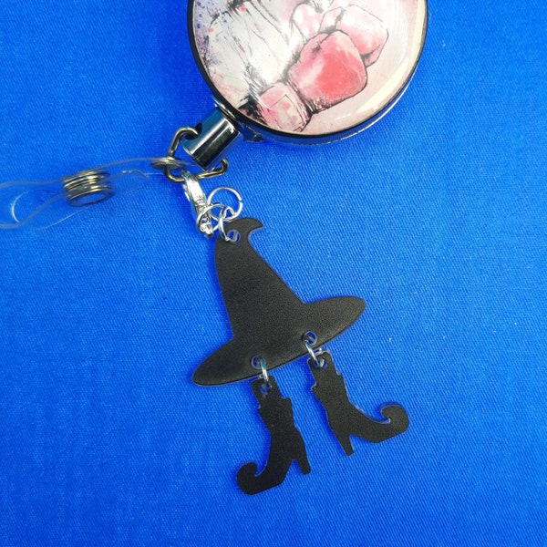 Witch Hat and Boots Charm Badge Reel Charm Accessory - Zipper Pull - Cell Phone Charm    SKU 1481