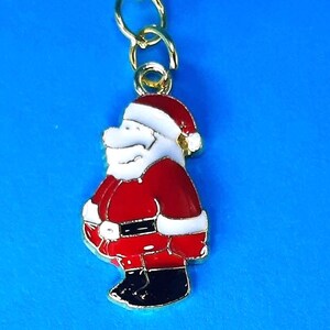 Enamel Santa Charm: Badge Reel, Zipper Pull, Backpack Accessory              CH-1041