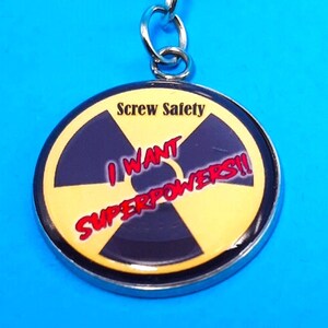 Charm Radiological Sign - 1" or 1.25" Design - Badge Reel Charm - Radiation Hazard - Screw Safety I Want Superpowers               CH-M1015A