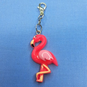 Flamingo Charm: Badge Reel, Zipper Pull, Cell Phone Accessory