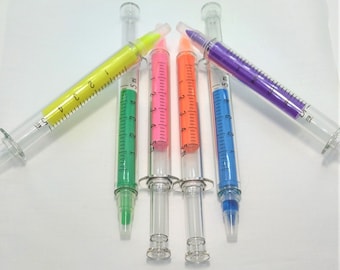 3 x Novelty Syringe Highlighter Pen Set Injection Nurse Doctor Stocking Filler 