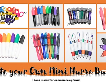 Nurses! Create your Own Mini Nurse Bundle - Badge Reel Accessory - Mini Sharpie-Pen- Dry Erase - Flashlight - Scissors - As low as 3.15 each