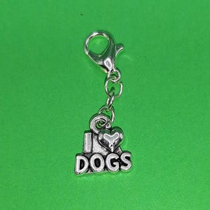 I Love Dogs Charm: Badge Reel, Zipper Pull, Cell Phone Accessory