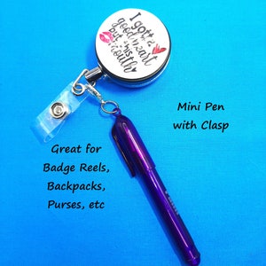 Mini Palm BallPoint Pen with clasp to attach to Badge Reel, Purse, Backpack - Always have a Pen! Black Ink