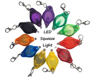 Mini Squeeze Light Keychain - Ultra Bright LED Flashlight with your choice of clasp and/or keychain (White Light)