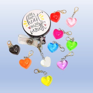 Jelly Gummy Hearts Charm: Badge Reel Accessory, Zipper Pull