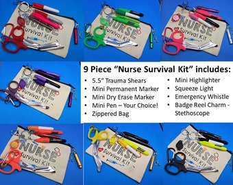 Nurse Survival Kit: 9-Piece Badge Reel Accessory with Mini Shears
