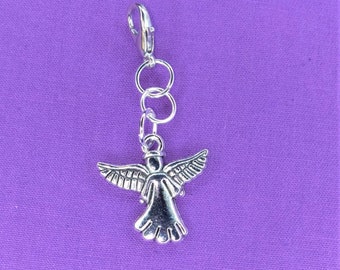 Silver Angel Charm: Badge Reel, Zipper Pull, Cell Phone Accessory