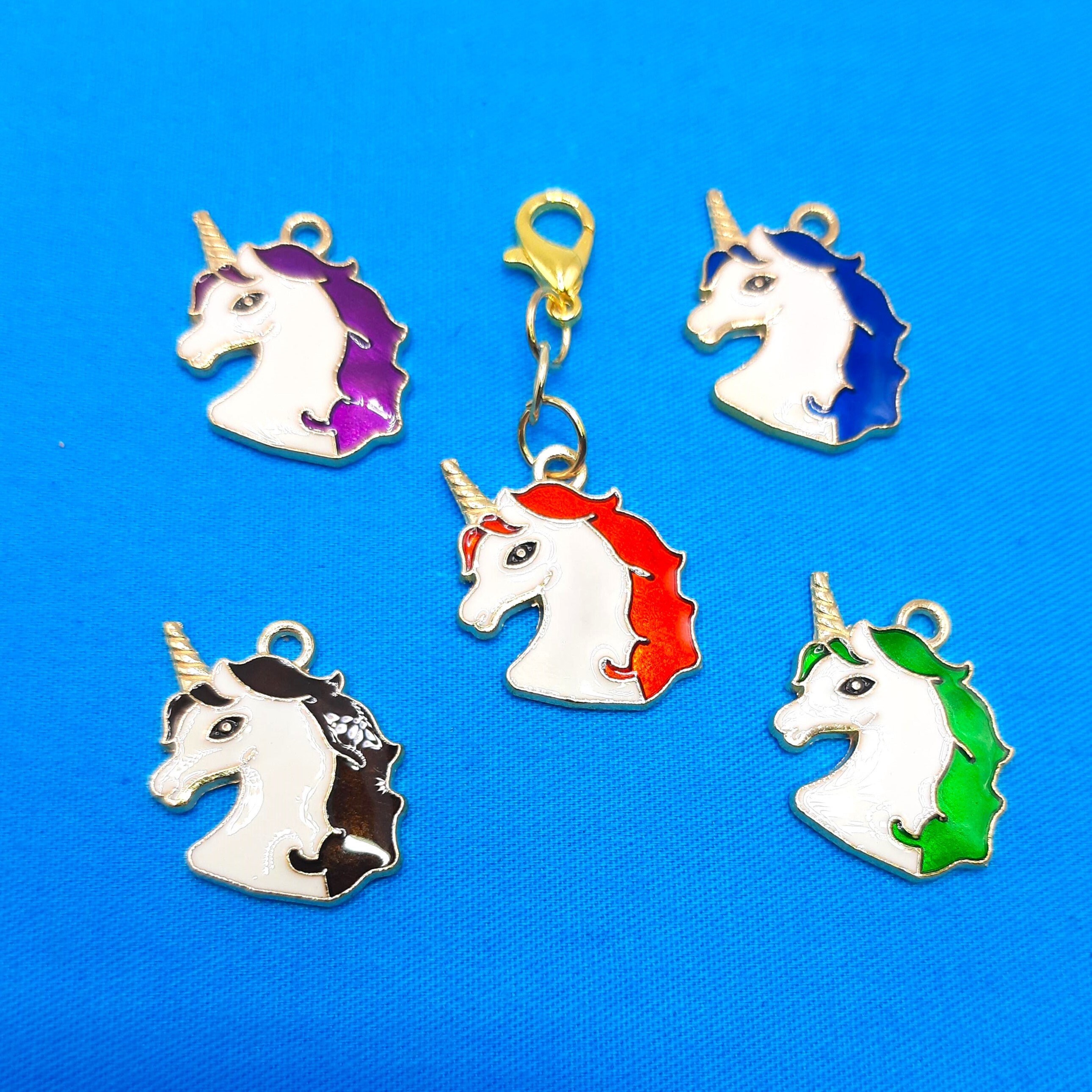 Colorful Unicorn Badge Reel Charm Accessory - Zipper Pull - Cell Phone Charm                                         SKU 9015