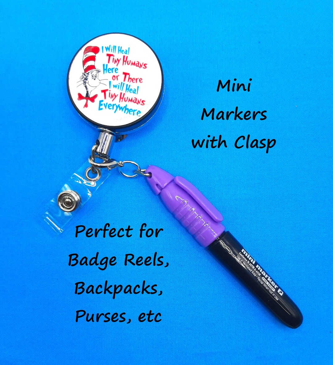 Keychain Marker Mini Permanent Marker Keychain: Badge Reel Accessory - Etsy