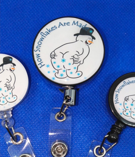 How Snowflakes Are Made Christmas Badge Reels or Stethoscope ID Tags Funny  Christmas Snowman Badge Reel SKU H2006B/C 