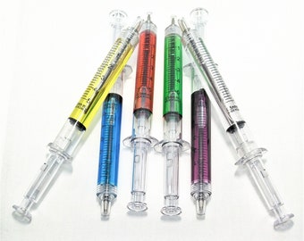 Colorful Syringe Pen: Retractable Black Ink, Novelty Gift