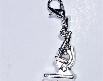 Silver Laboratory Badge Charms - Microscope - Lab Tech, Pathologist, Scientists, Biologist, Chemist, Microbiologist                 SKU 1004