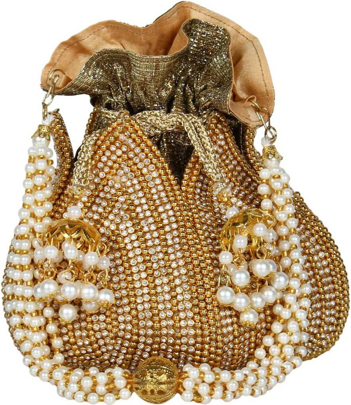 Potli bag golden handmade unique pouch purse embroided with Etsy