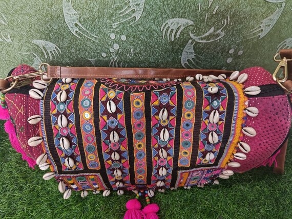 Designer Kantha Hand Embroidery Tribal Banjara Boho Indian Shoulder Bag  #293: Handbags