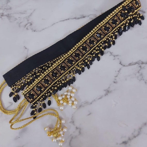 Black Beaded Waist Belt Saree Belt Wedding Waist Belt Waist Beads