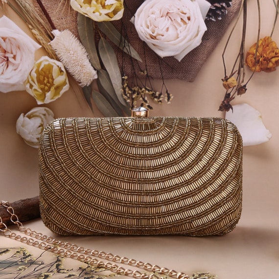 SKB Stylish & Fancy Evening Party Bridal Wedding Clutch Purse Gold Online  in India, Buy at Best Price from Firstcry.com - 13893442