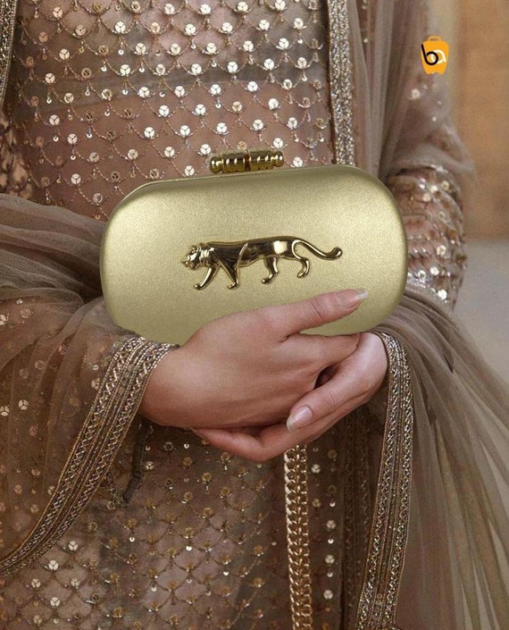 sabyasachi inspired Fully covered frame clutch box wedding gift handmade box bridesmaid gift bridal shower gift tiger clutch
