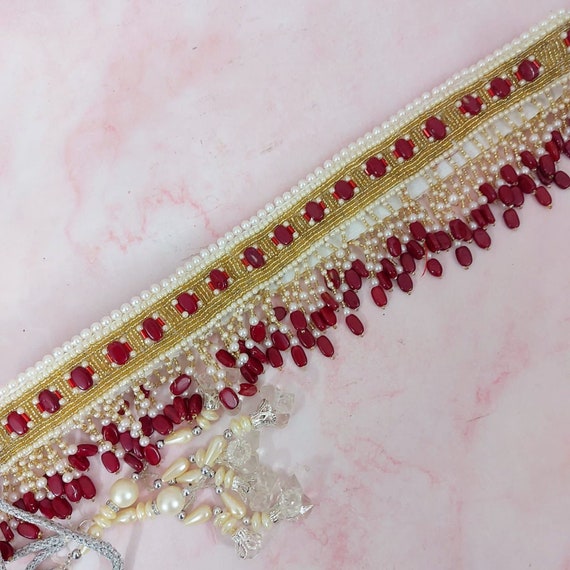 Red beaded waist belt saree belt wedding waist belt waist beads bridal  waist belt engagement gifts sash bridal shower gift gift for her