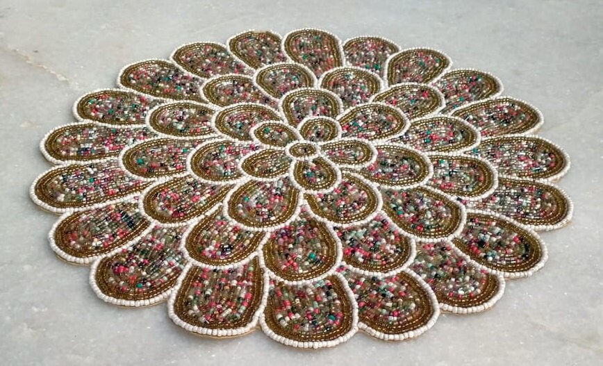 Dinner table mat decorative mat gift round Placemats beaded Etsy