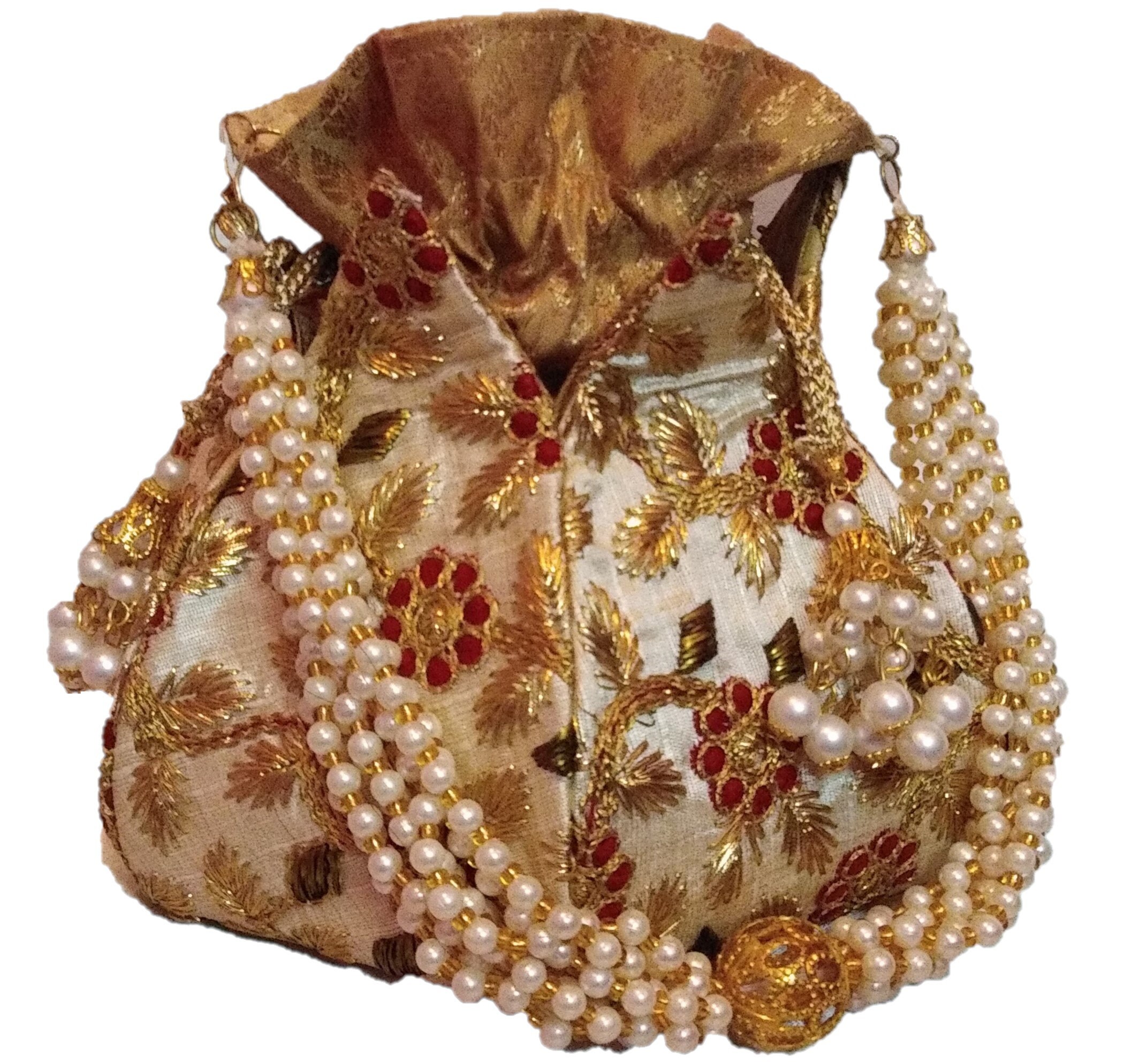 Potli bag white lotus unique pouch purse embroidery with Etsy