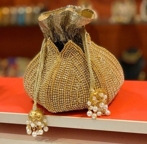 The Happy Handbag Indian Wedding Ethnic Designer Embroidered Silk Masq  Rubans Peora Satin Beaded Velvet Potli