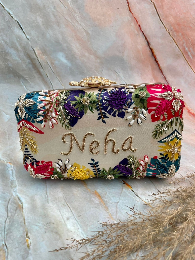 personalized zardozi clutch box wedding gift handmade indian box bridal handbag engagement gift box bridesmaid gifts bridal shower gift image 1