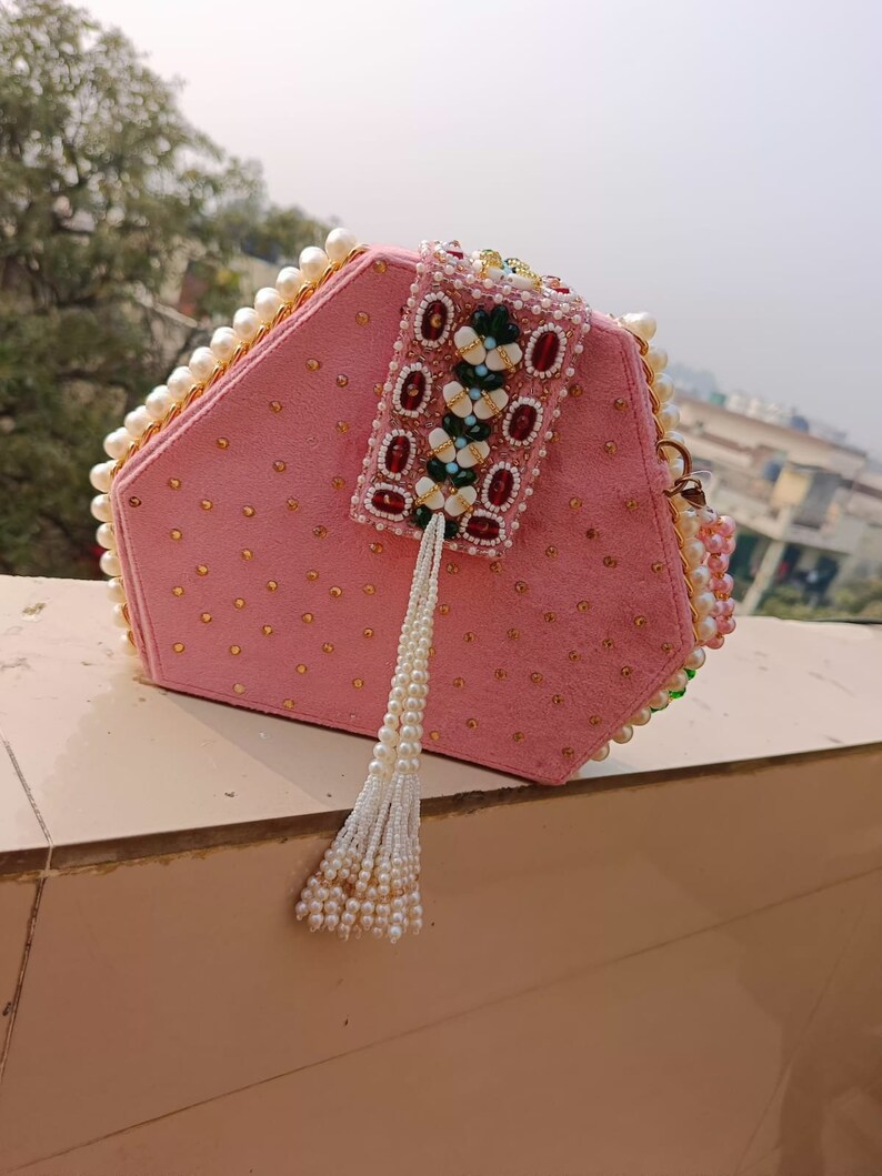 Diamond Shape Bridal Clutch Party Wear Clutch Bag Wedding Gift Handmade