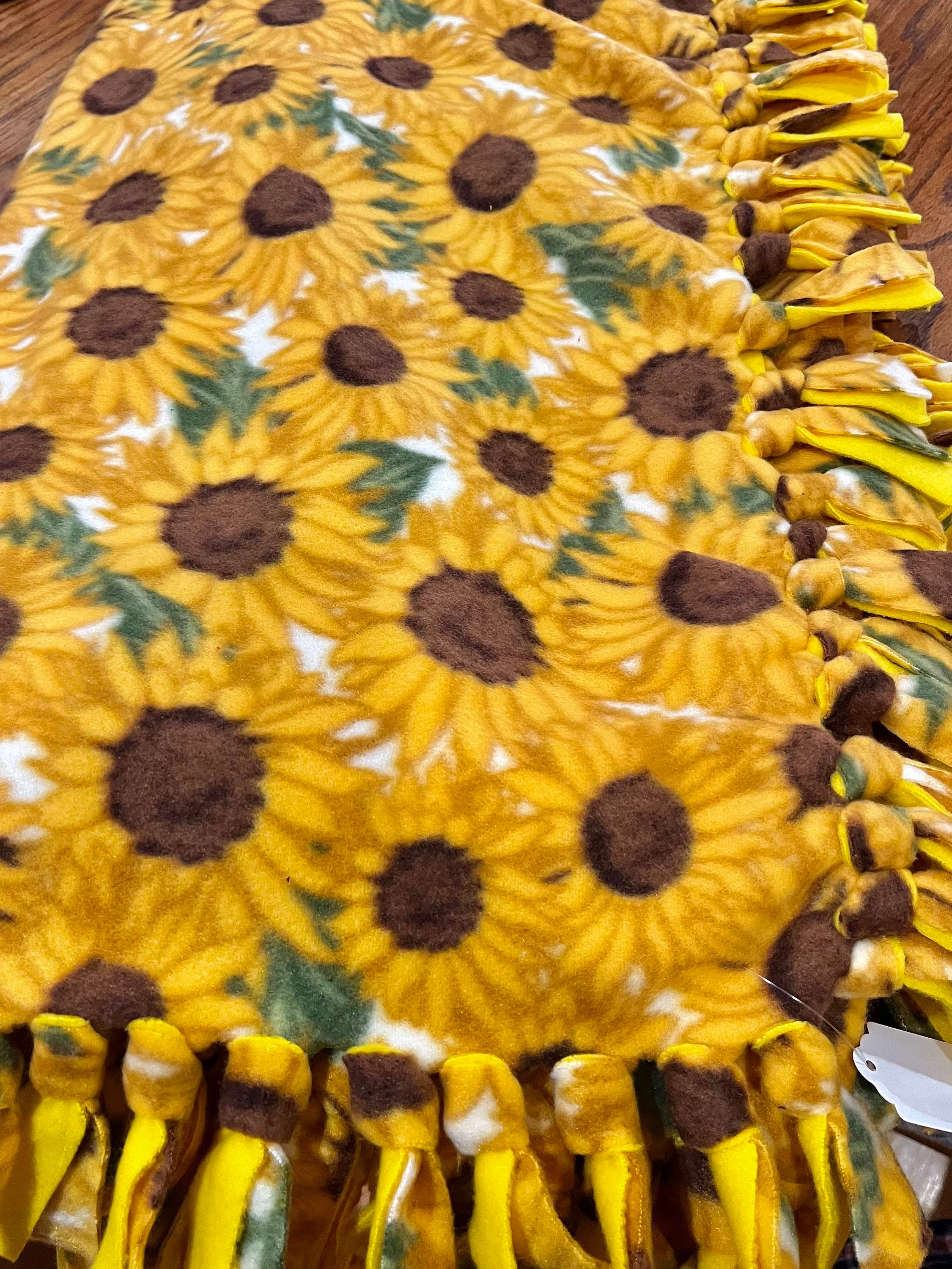 Sunflower Handmade Double Thick Fleece Tie Blanket 52 X 54 