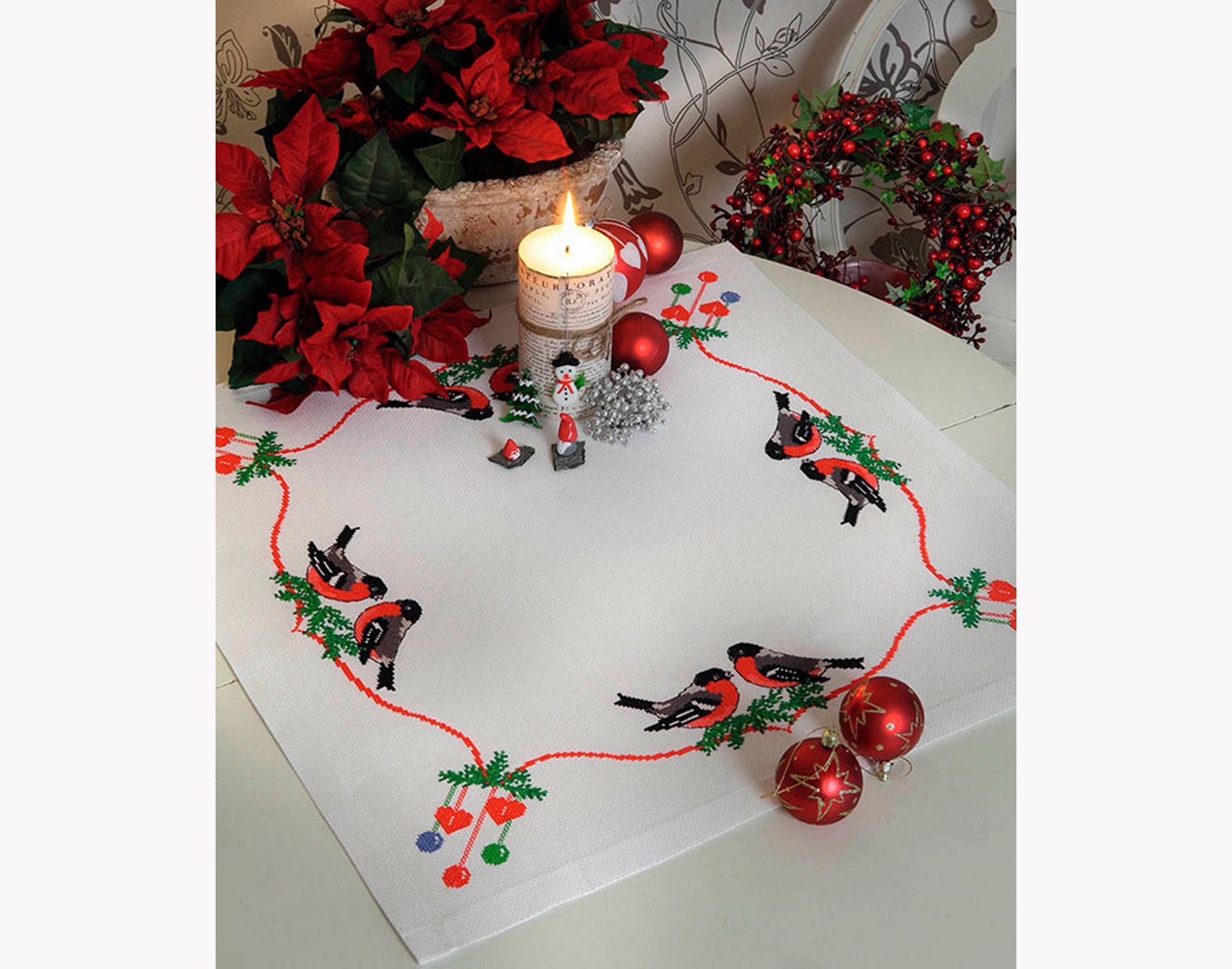 Tablecloth Embroidery Kit Christmas Counted Cross Stitch Kit Etsy