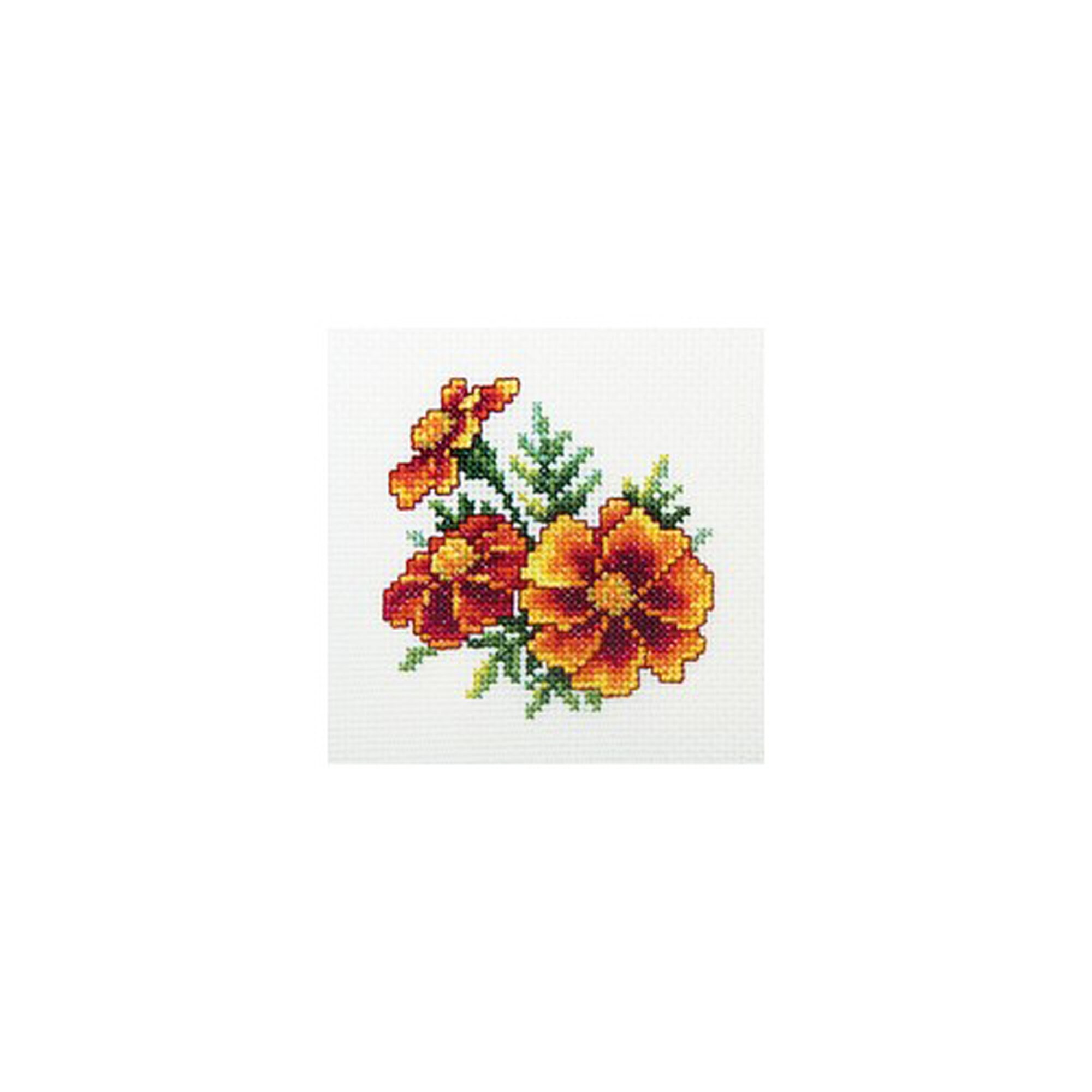 Mini Cross Stitch Kit Flower Counted Cross Stitch Easy Cross Etsy