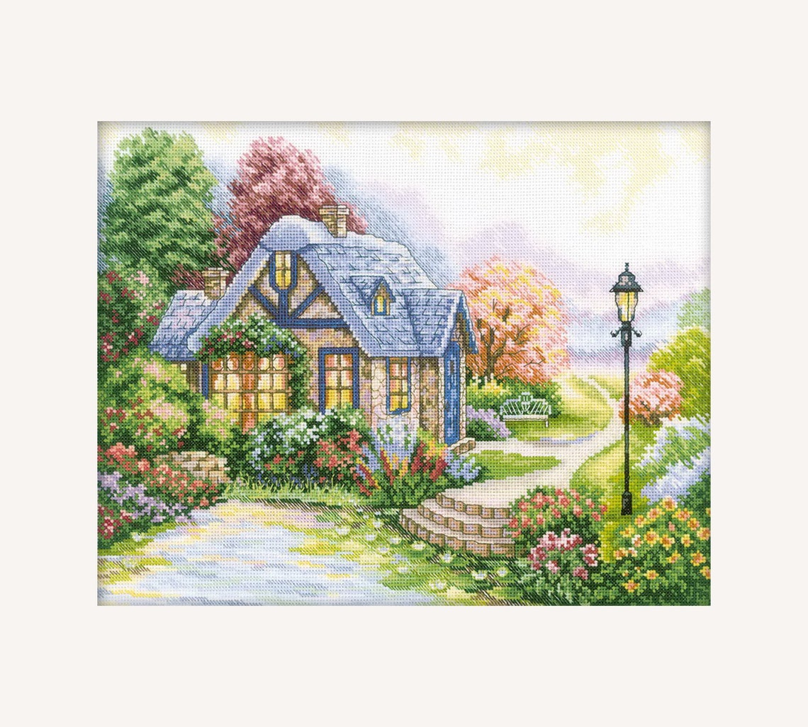 Cottage Cross Stitch Kit Counted Cross Stitch Kit House Etsy