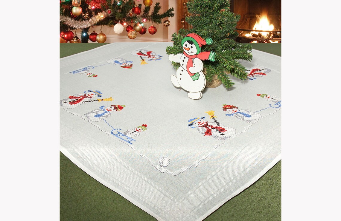 Tablecloth Embroidery Kit Christmas Counted Cross Stitch Kit Etsy