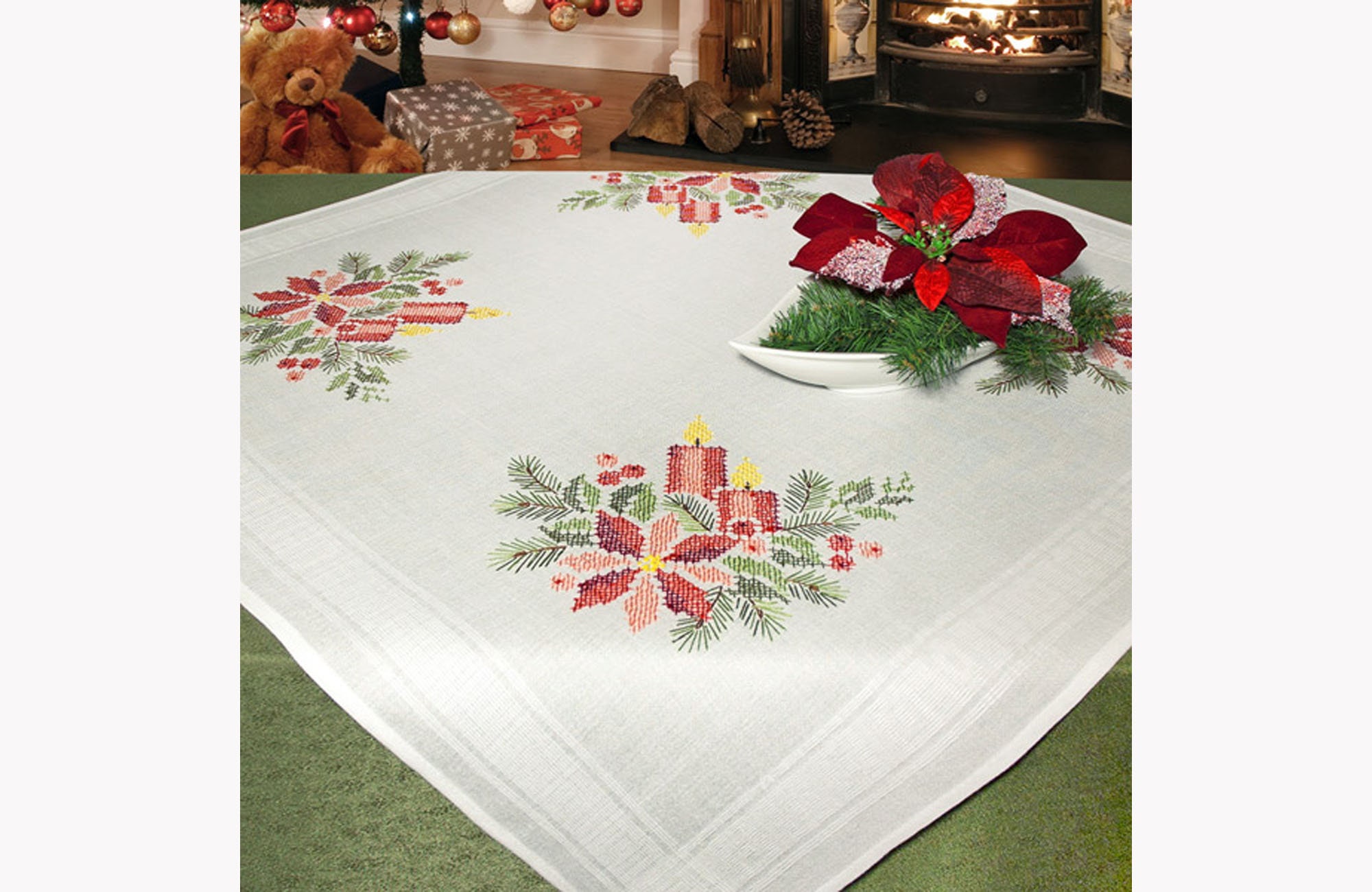 Tablecloth Embroidery Kit Christmas Counted Cross Stitch Kit Etsy