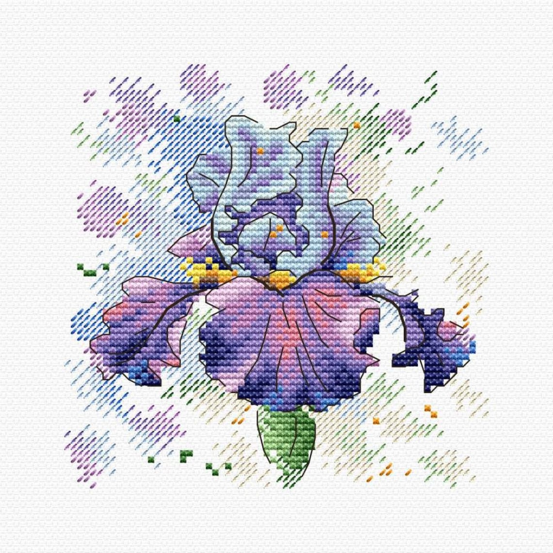 Iris Cross Stitch Kit Botanical Embroidery Pattern Mini Etsy